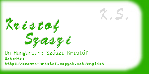 kristof szaszi business card